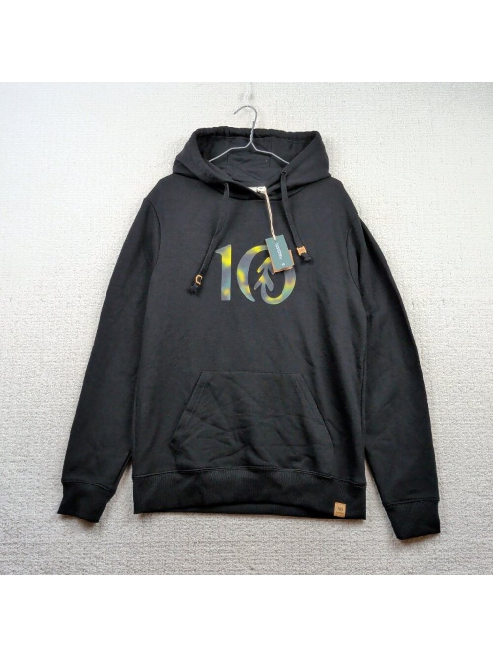 NWT Tentree Boreal Hoodie Fleece Forest Green Logo / Meteorite Black Men Sz S